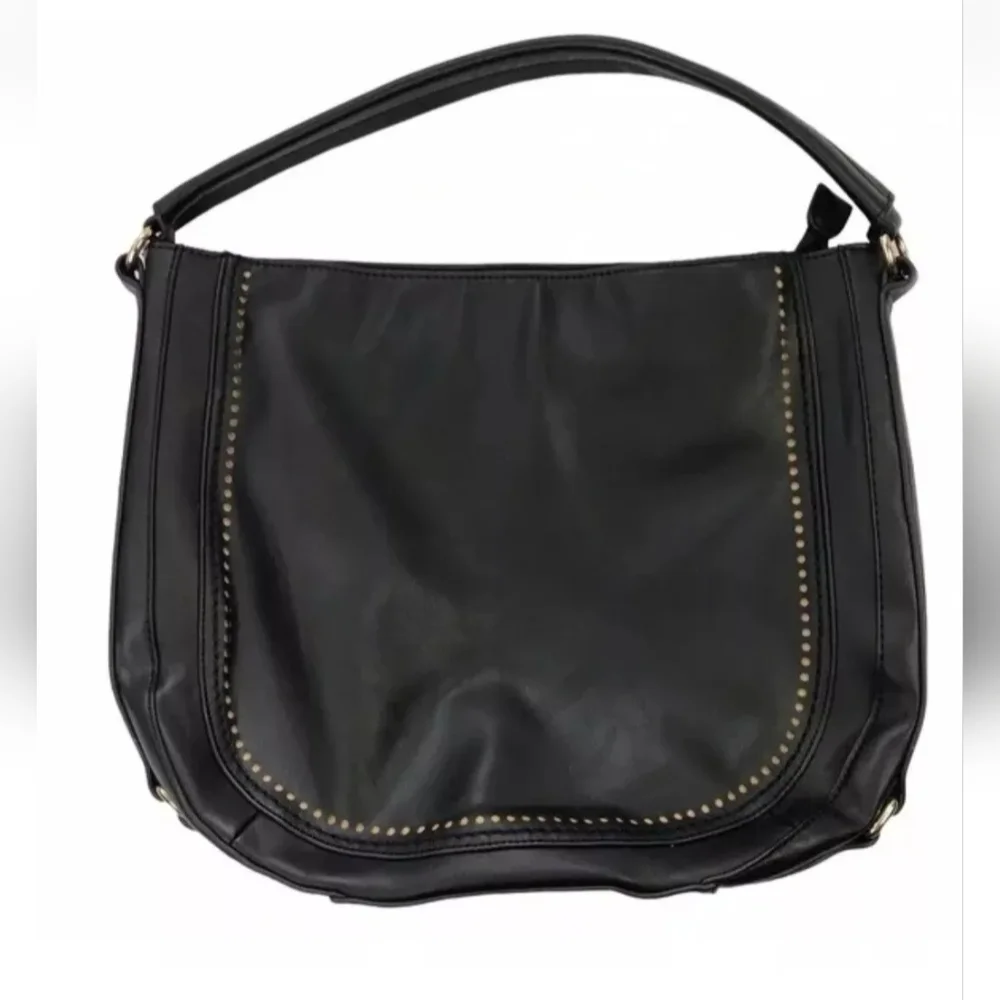 Shiraleah Anthropologie Hobo Bag Black Faux Leather Studded Shoulder Purse